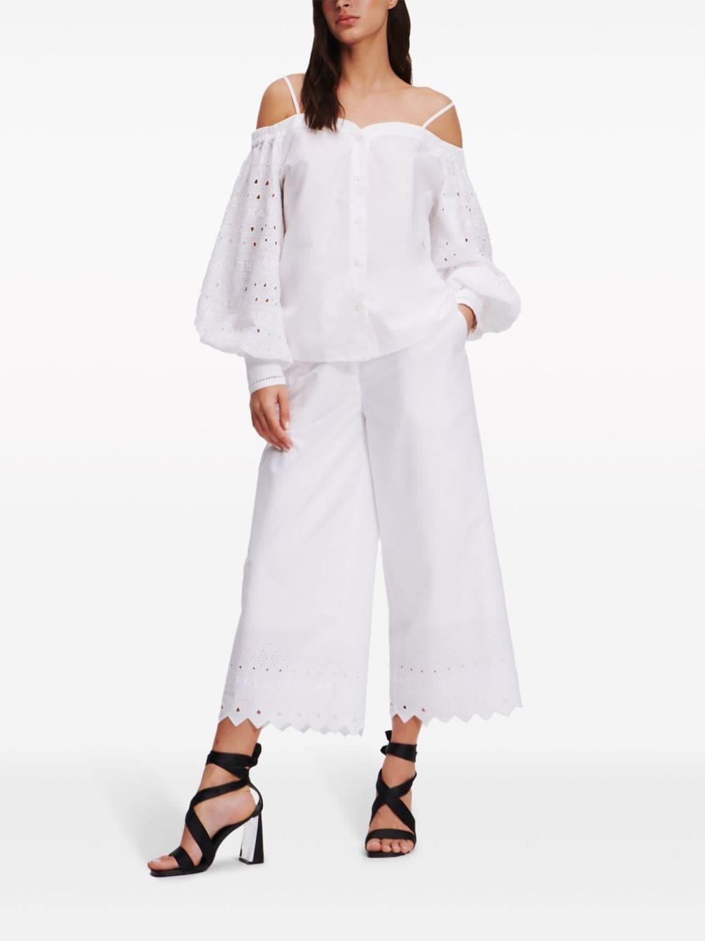Karl Lagerfeld broderie-anglaise off-shoulder blouse - Image 2