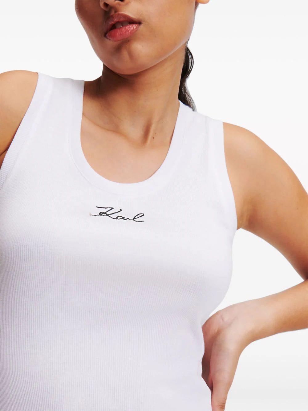 Karl Lagerfeld logo-embroidered ribbed tank top - Image 4