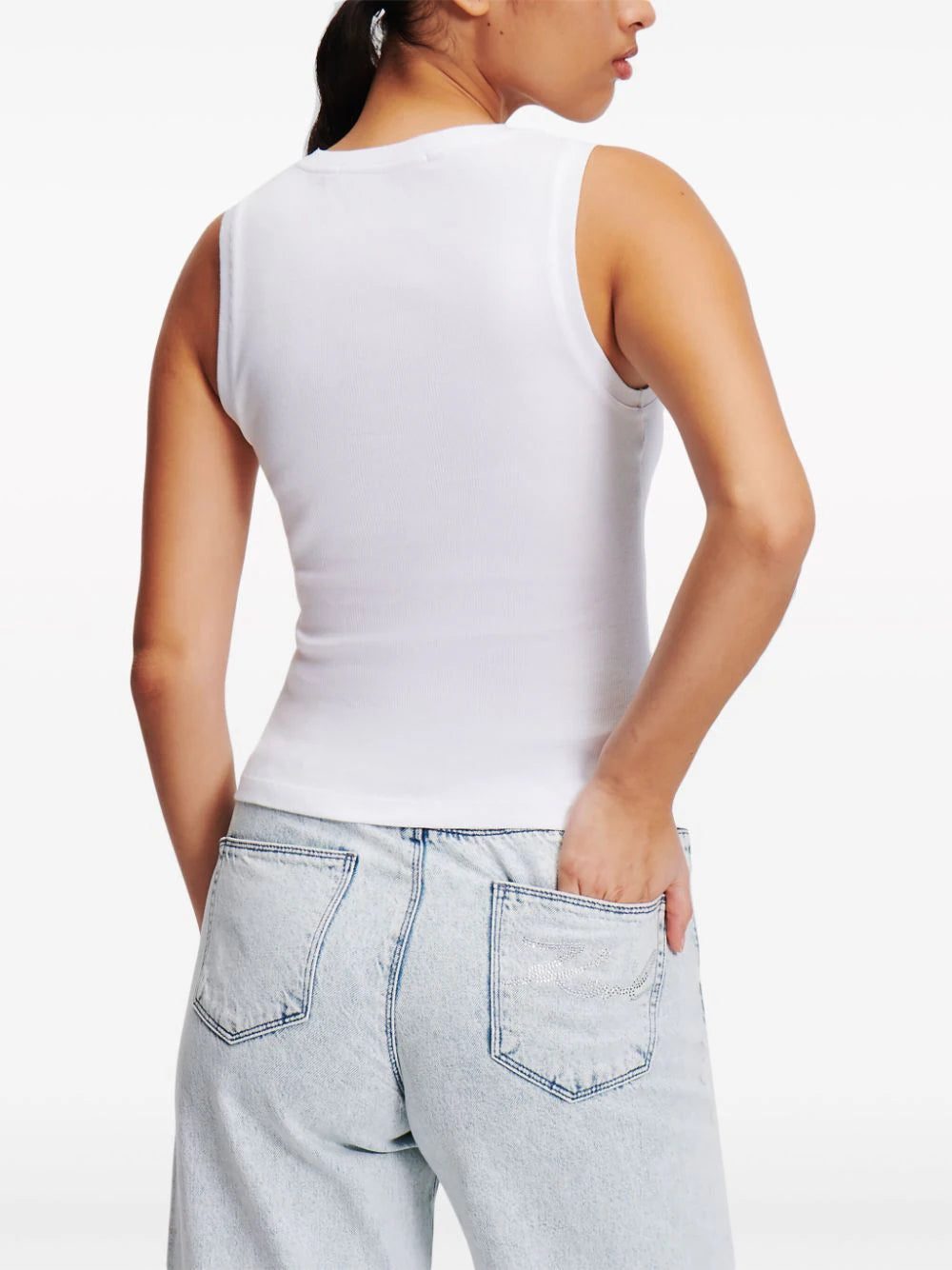 Karl Lagerfeld logo-embroidered ribbed tank top - Image 3