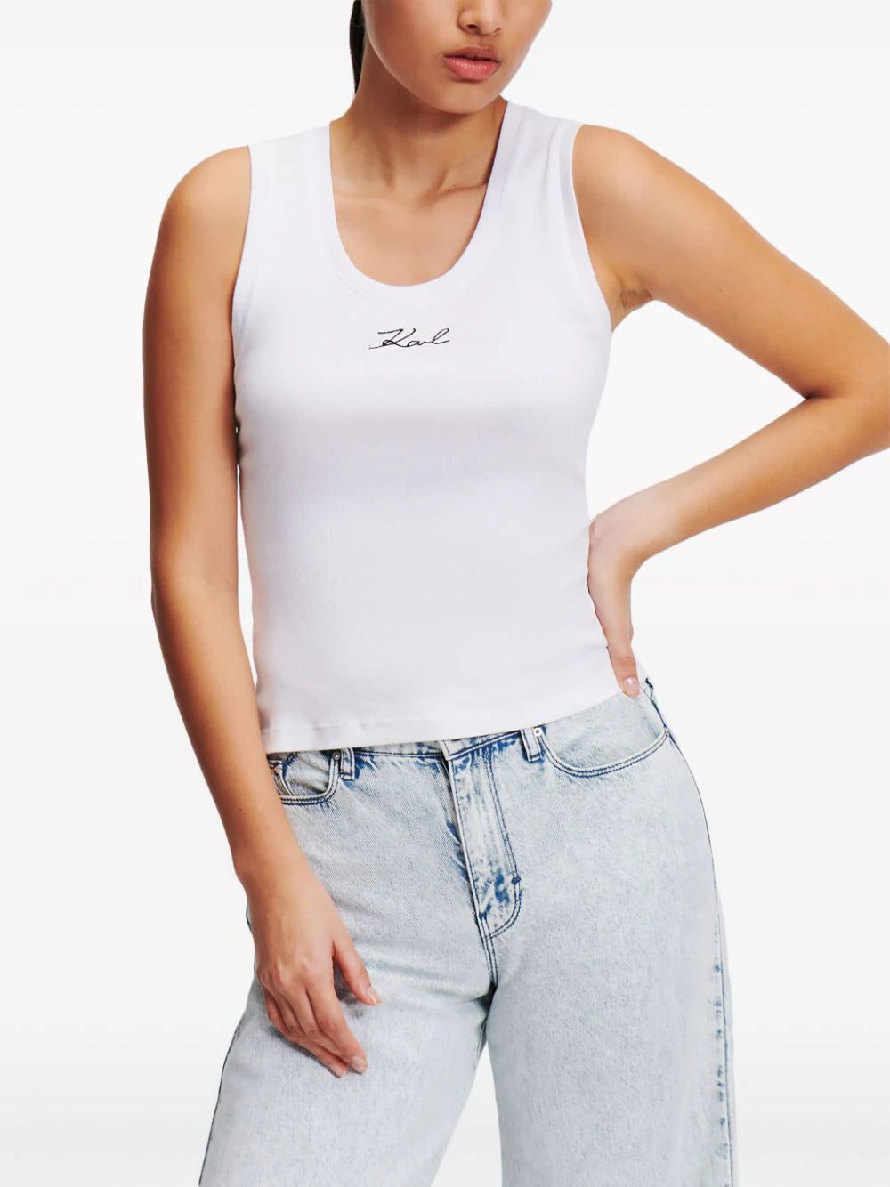 Karl Lagerfeld logo-embroidered ribbed tank top - Image 2