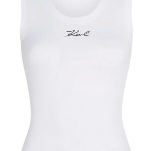 Karl Lagerfeld  logo-embroidered ribbed tank top