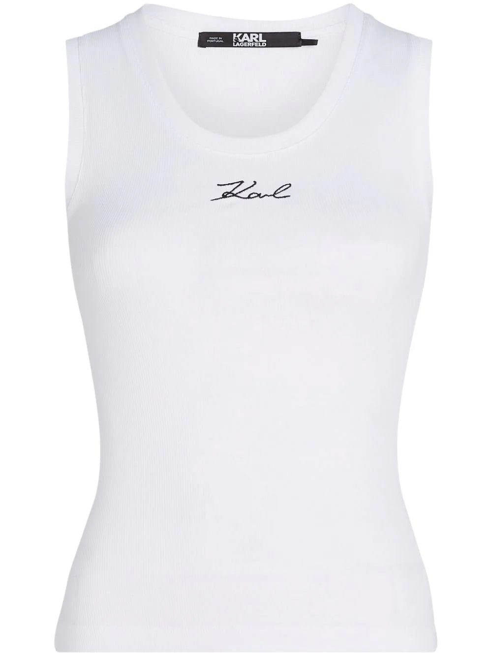Karl Lagerfeld logo-embroidered ribbed tank top