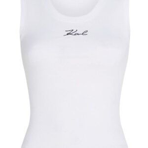 Karl Lagerfeld logo-embroidered ribbed tank top