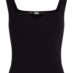Karl Lagerfeld logo-embroidered ribbed top