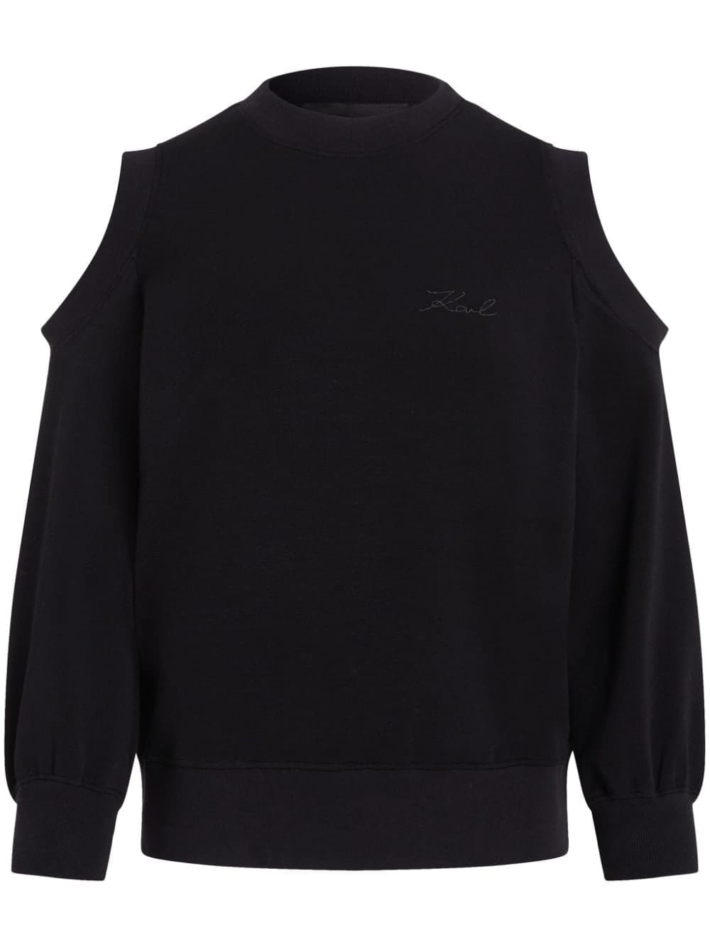 Karl Lagerfeld logo-embroidered cut out-detail sweatshirt