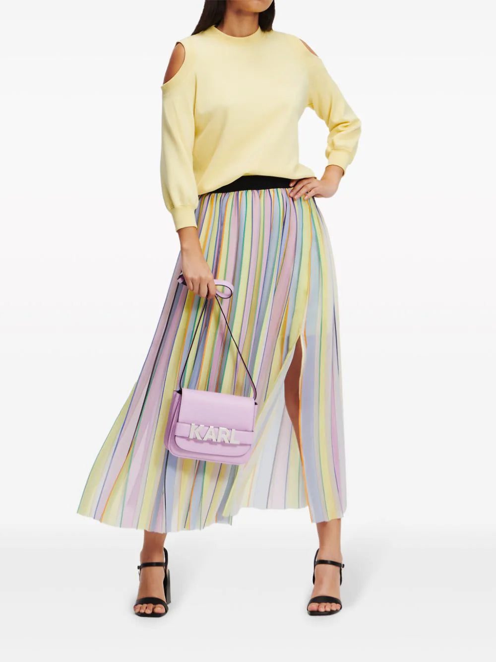 Karl Lagerfeld pleated striped maxi skirt - Image 2