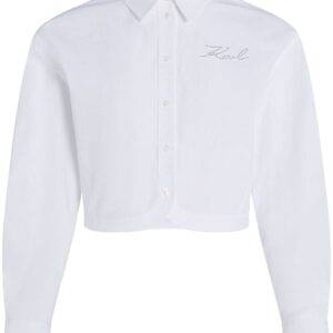 Karl Lagerfeld cropped organic-cotton shirt