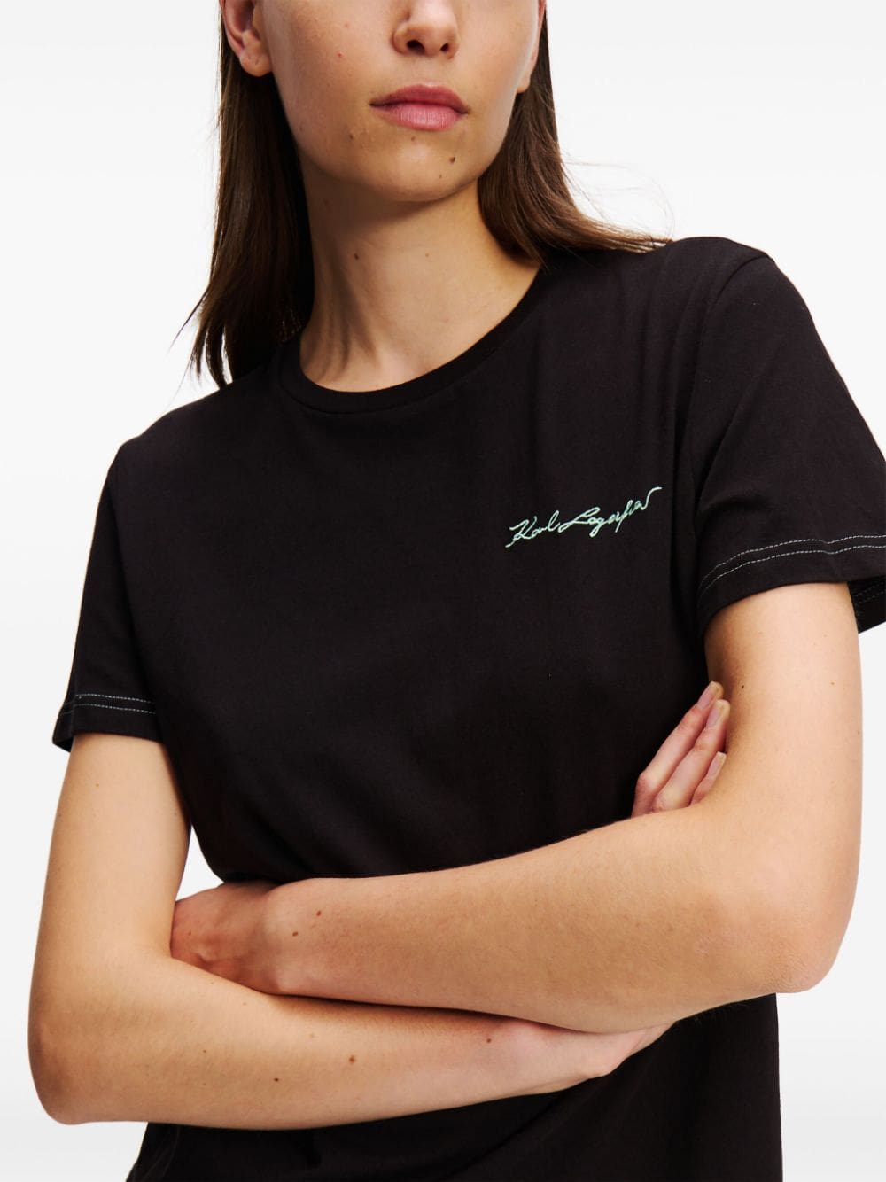 Karl Lagerfeld Signature logo-embroidered T-shirt - Image 5