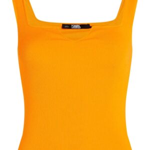 Karl Lagerfeld  logo-embroidered fine-ribbed tank top