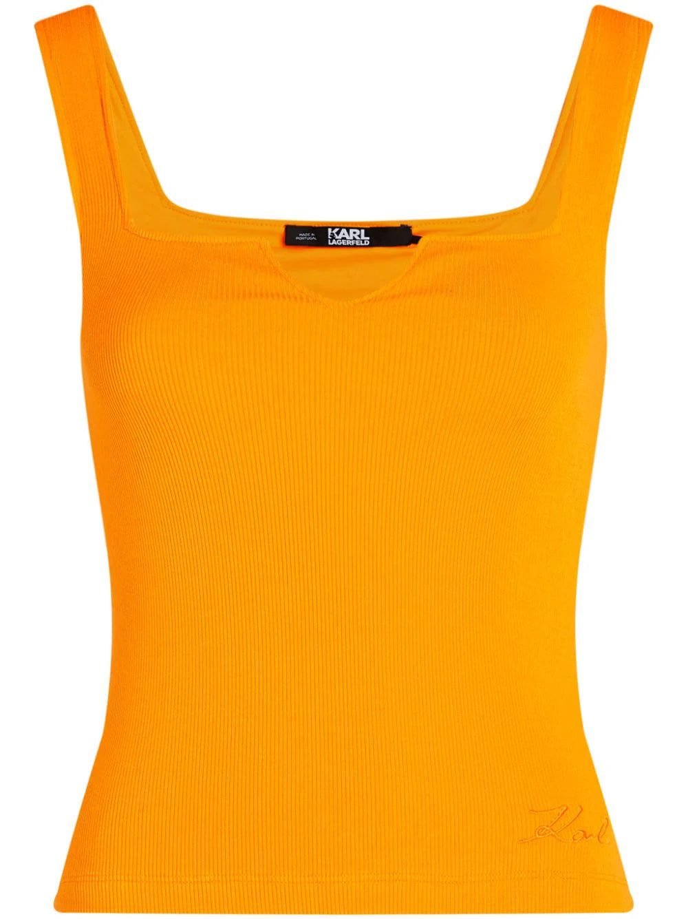 Karl Lagerfeld logo-embroidered fine-ribbed tank top