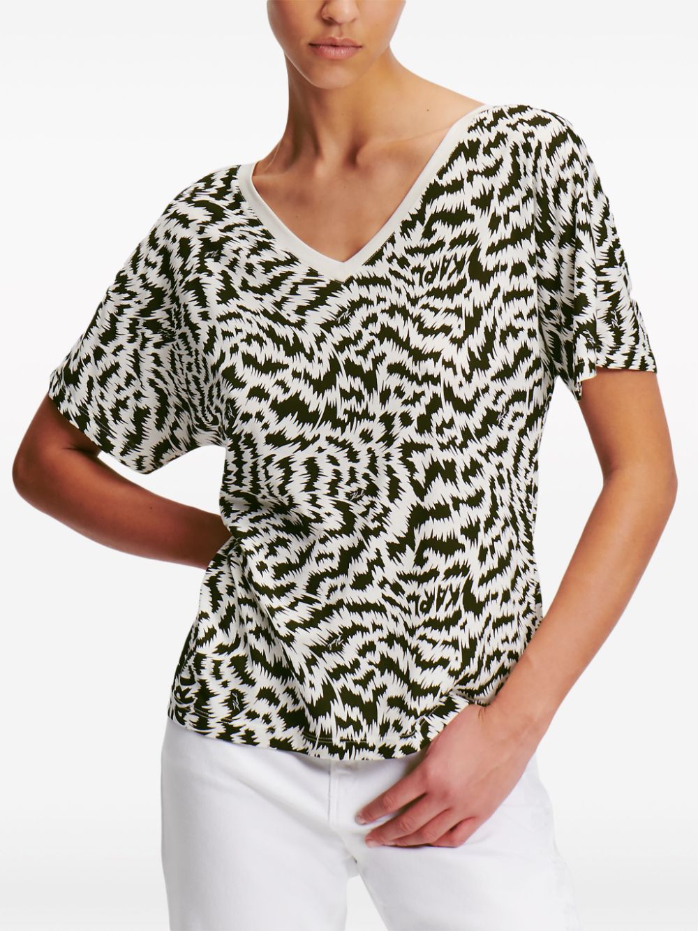 Karl Lagerfeld zebra-print V-neck T-shirt - Image 3