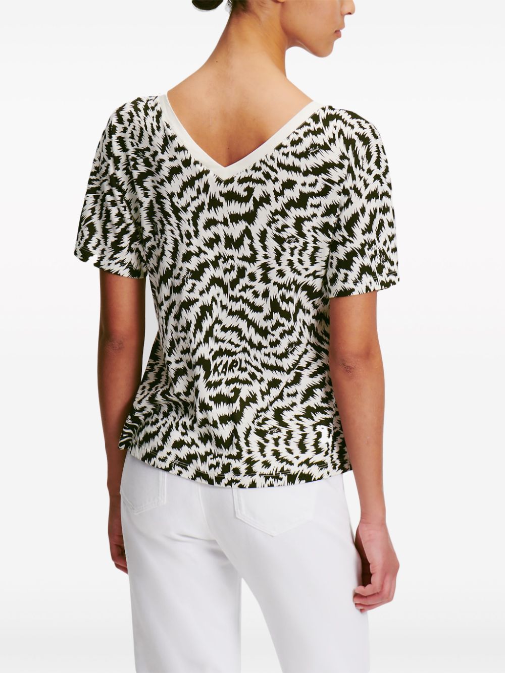 Karl Lagerfeld zebra-print V-neck T-shirt - Image 4