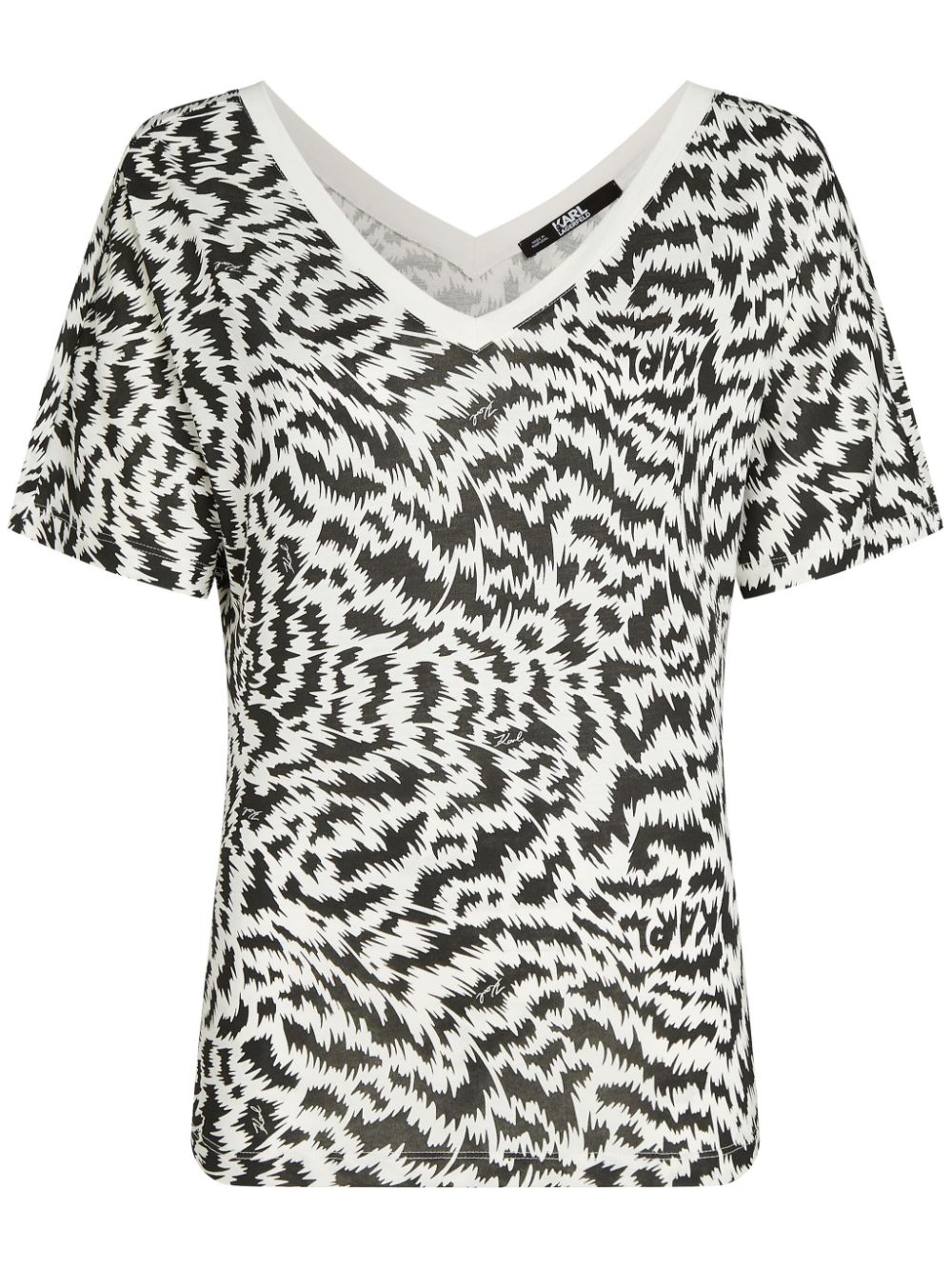 Karl Lagerfeld zebra-print V-neck T-shirt