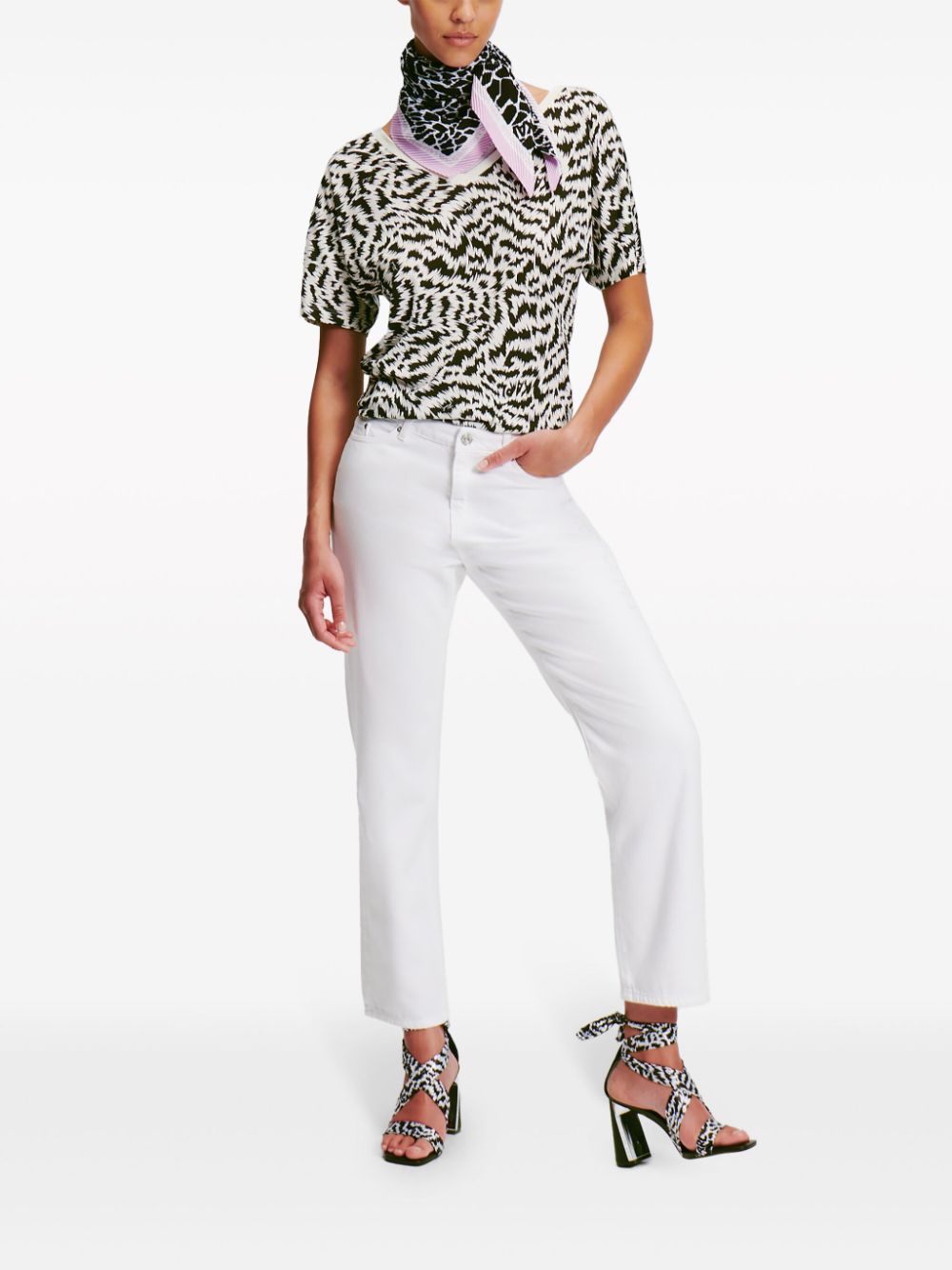 Karl Lagerfeld zebra-print V-neck T-shirt - Image 2