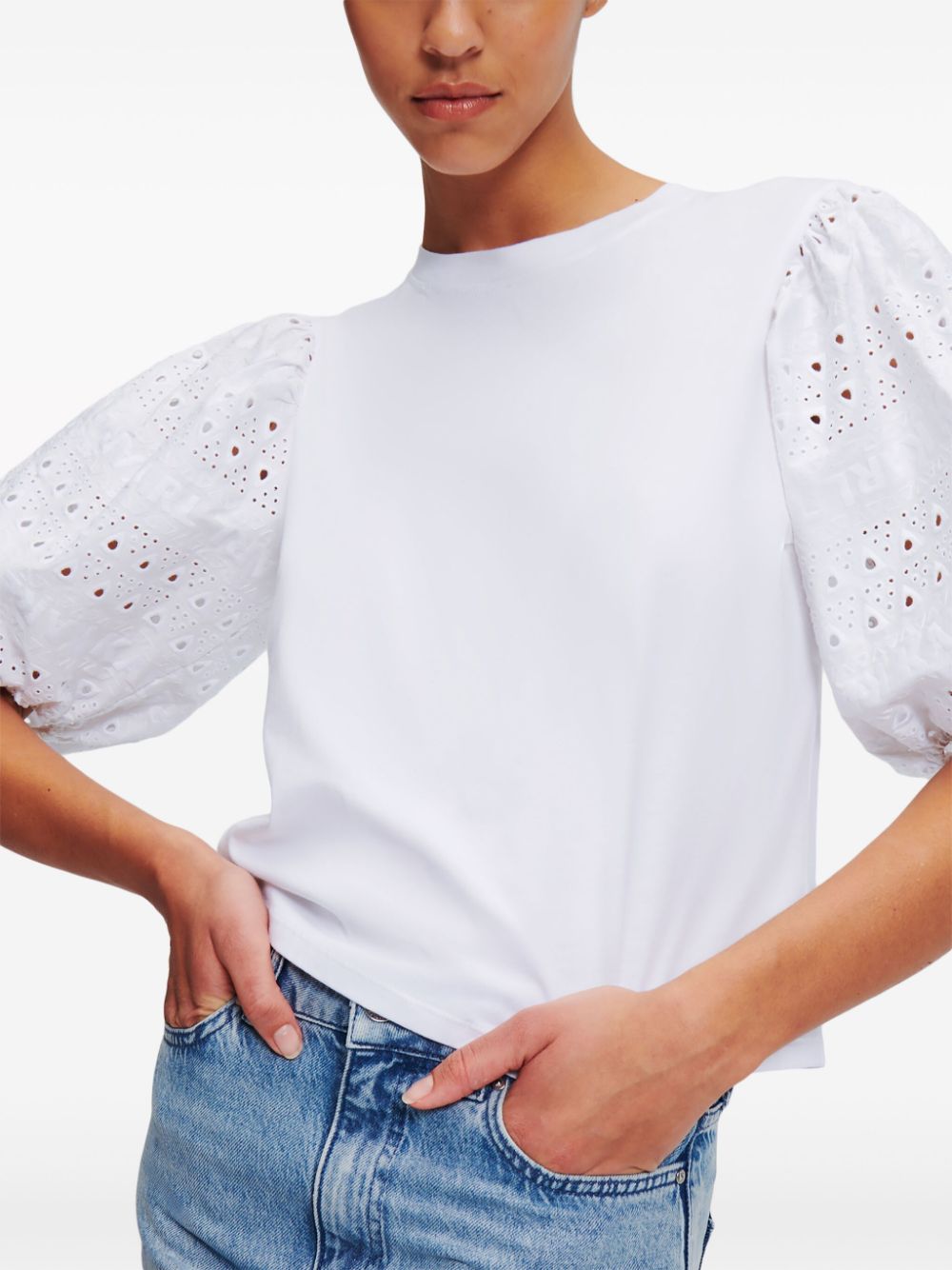 Karl Lagerfeld broderie-anglaise cotton T-shirt - Image 5