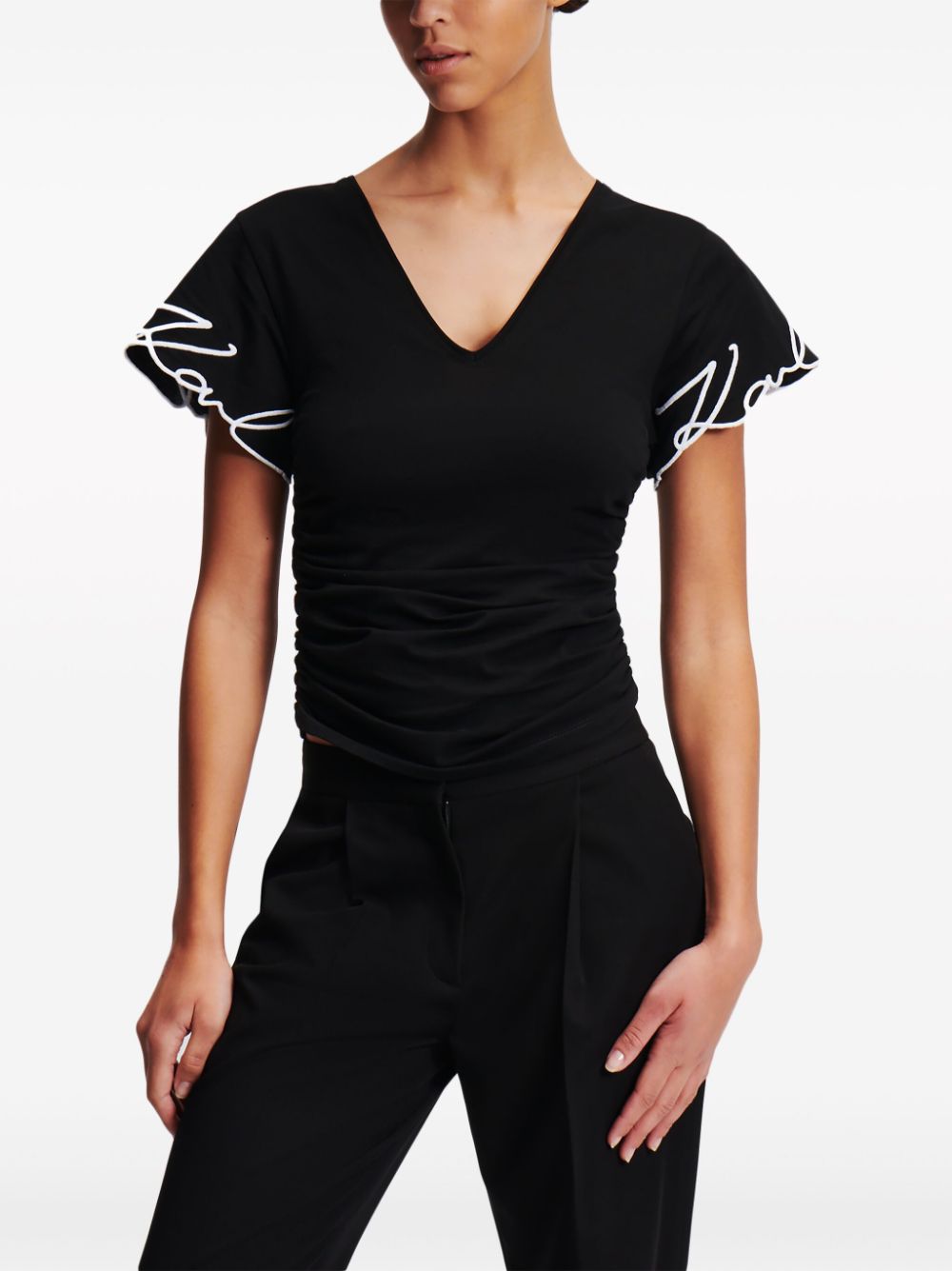 Karl Lagerfeld Signature V-neck T-shirt - Image 3