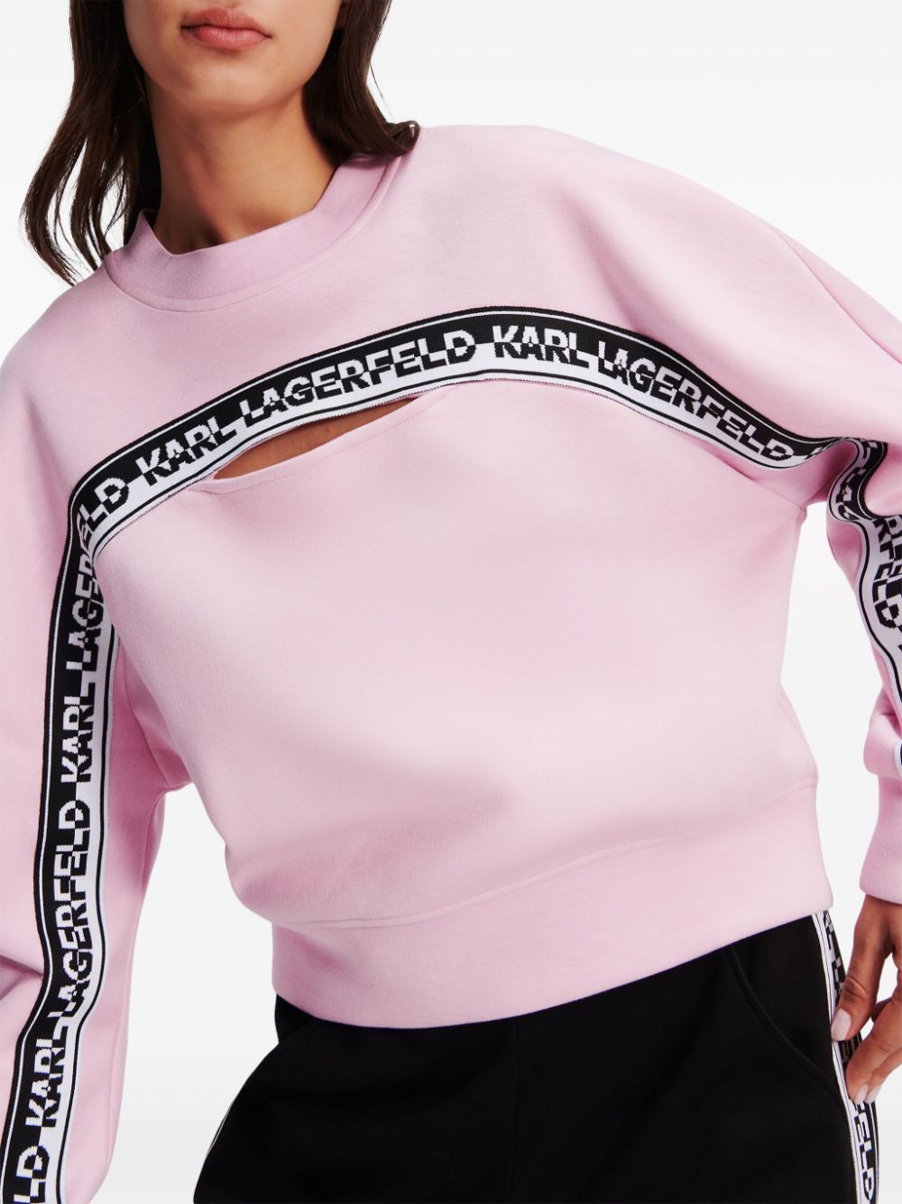 Karl Lagerfeld logo-tape cut out-detail sweatshirt - Image 5