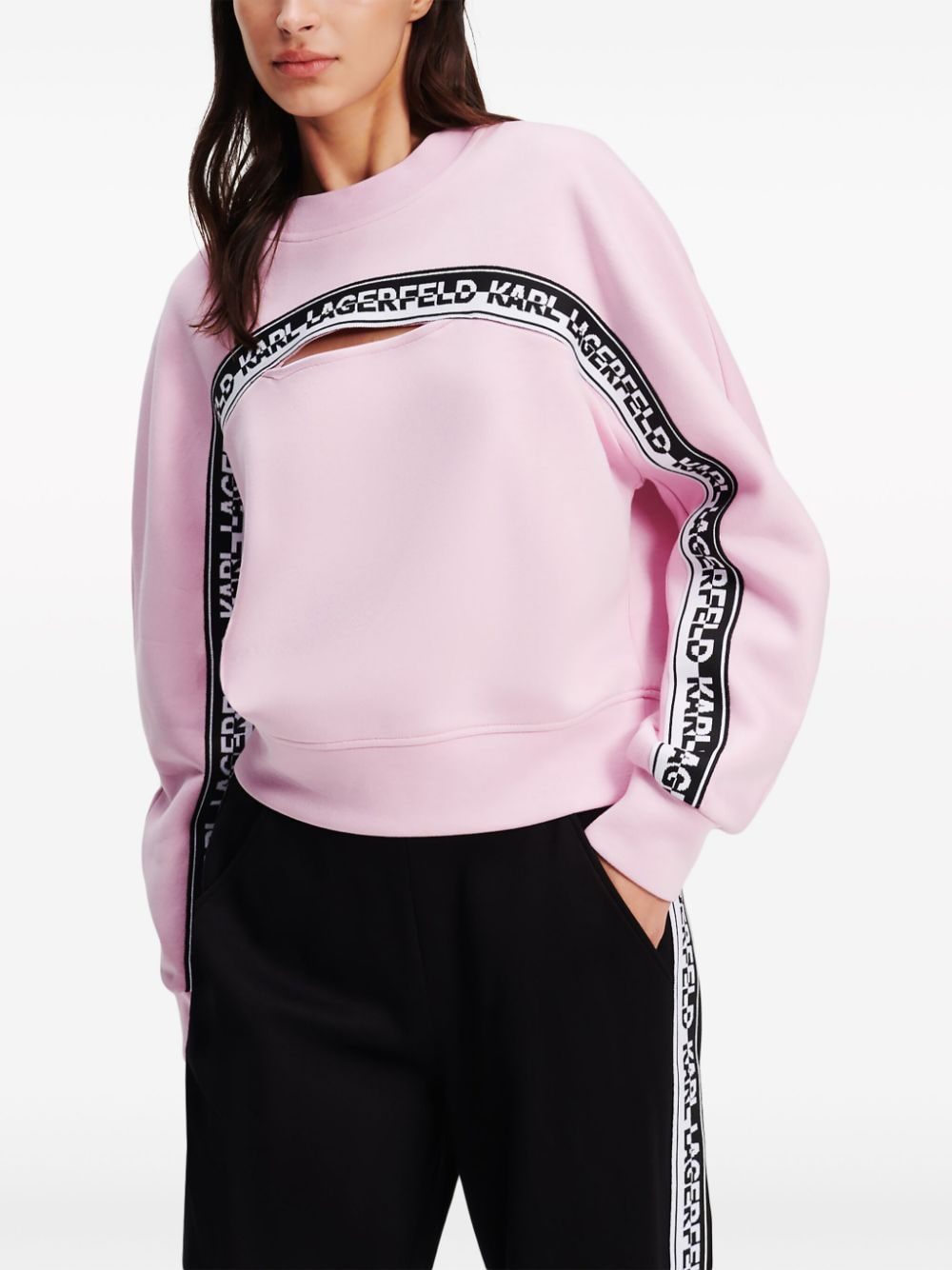 Karl Lagerfeld logo-tape cut out-detail sweatshirt - Image 3