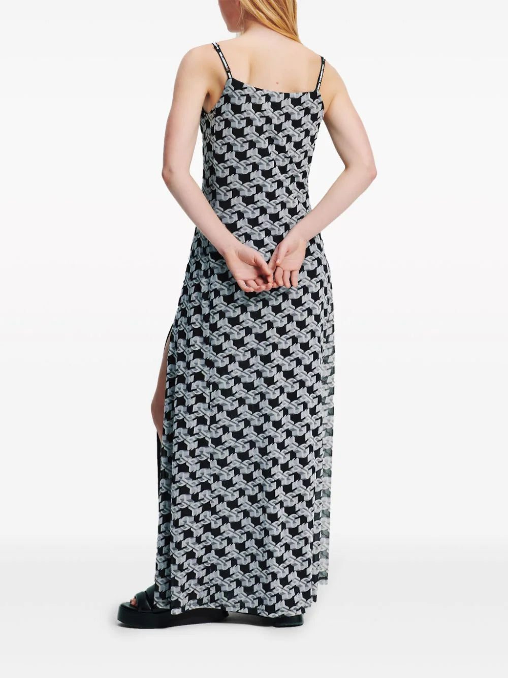 Karl Lagerfeld Jeans monogram-print mesh maxi dress - Image 3