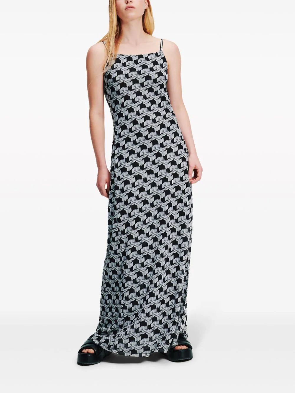 Karl Lagerfeld Jeans monogram-print mesh maxi dress - Image 2