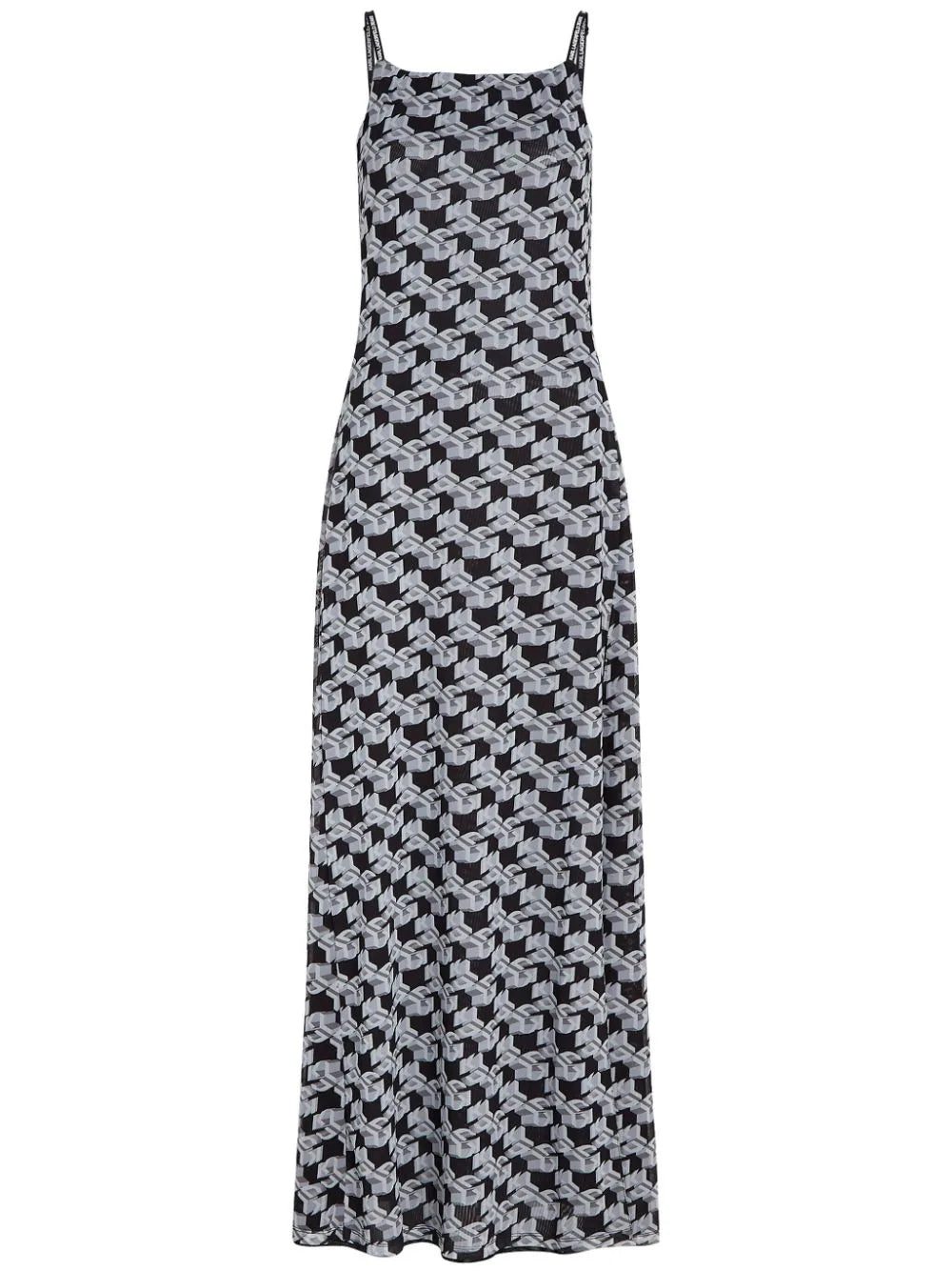 Karl Lagerfeld Jeans monogram-print mesh maxi dress