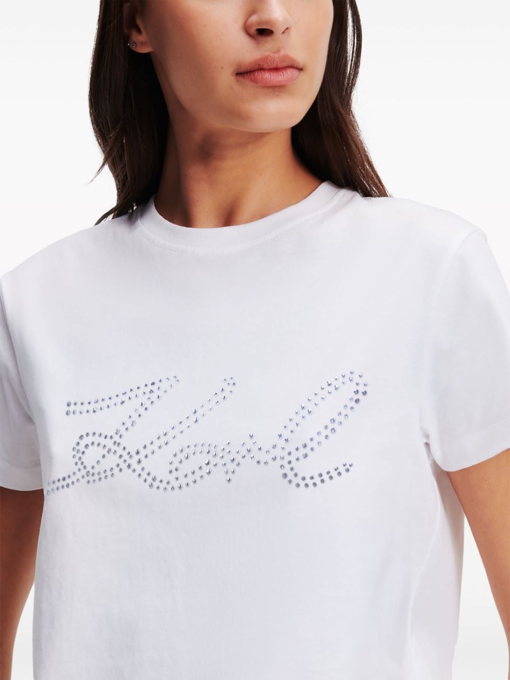 Karl Lagerfeld Signature rhinestone-embellished T-shirt - Image 5