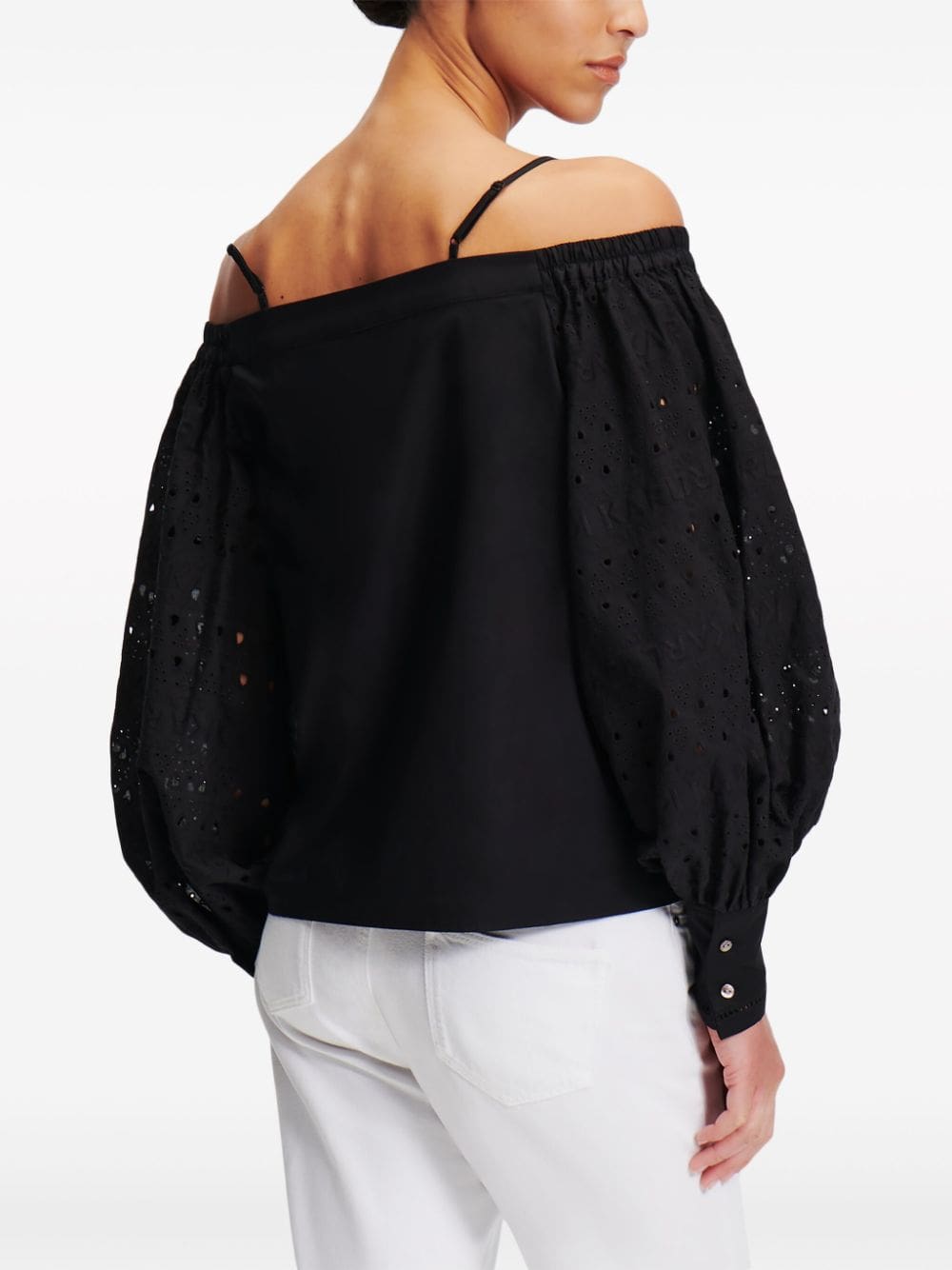 Karl Lagerfeld broderie-anglaise off-shoulder blouse - Image 4