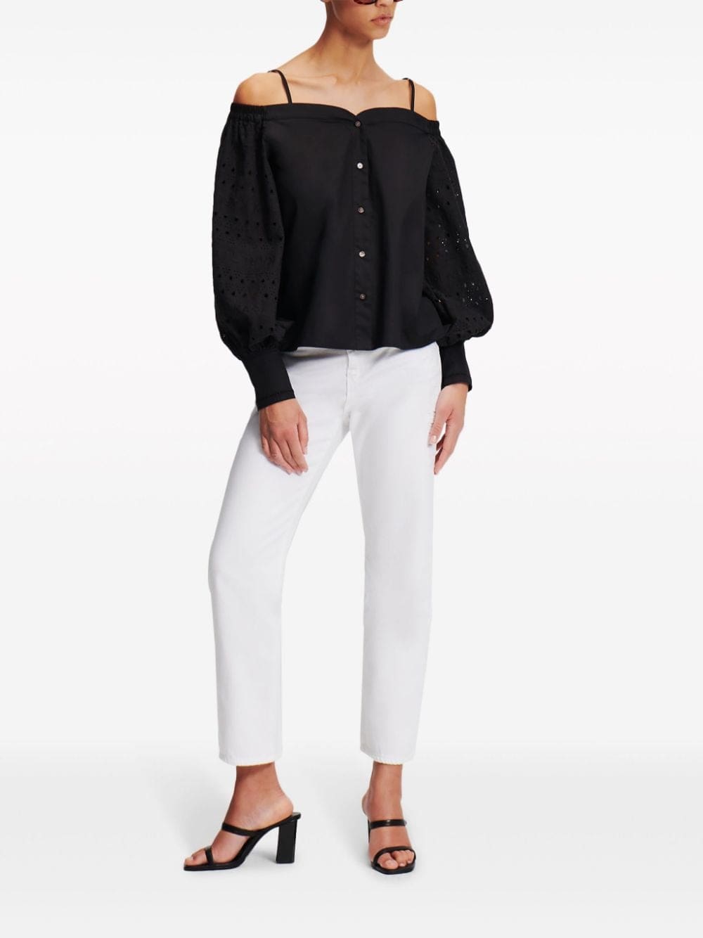 Karl Lagerfeld broderie-anglaise off-shoulder blouse - Image 2