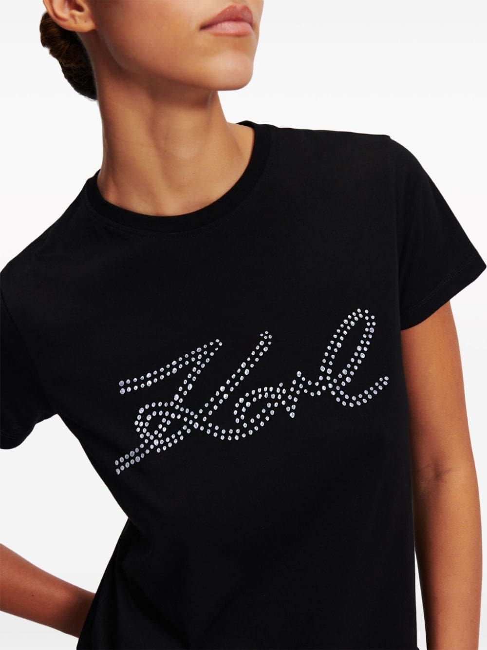 Karl Lagerfeld Signature rhinestone-embellished T-shirt - Image 4