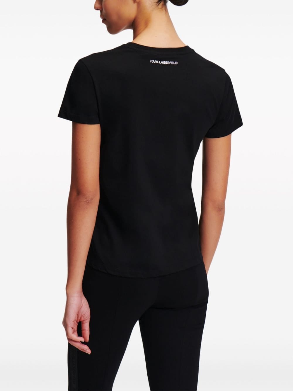 Karl Lagerfeld Signature rhinestone-embellished T-shirt - Image 3