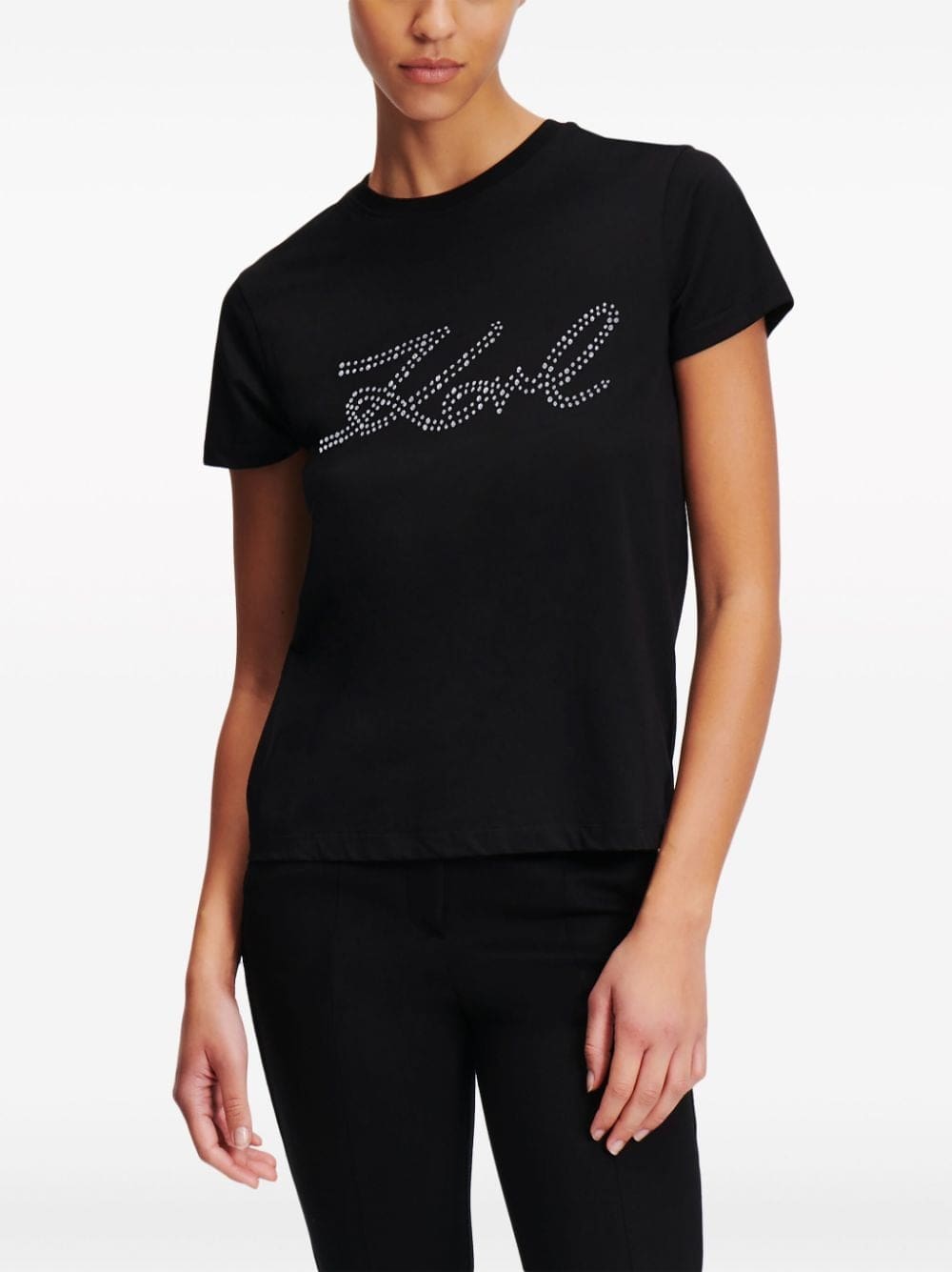 Karl Lagerfeld Signature rhinestone-embellished T-shirt - Image 2