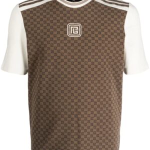 Balmain  monogram-pattern stretch-cotton T-shirt