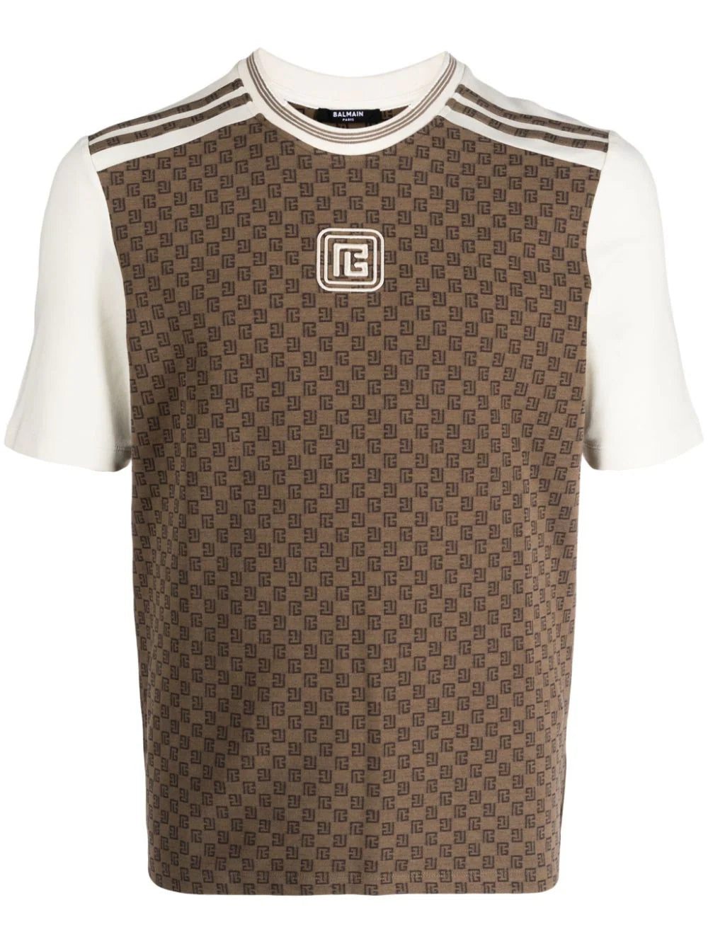 Balmain monogram-pattern stretch-cotton T-shirt