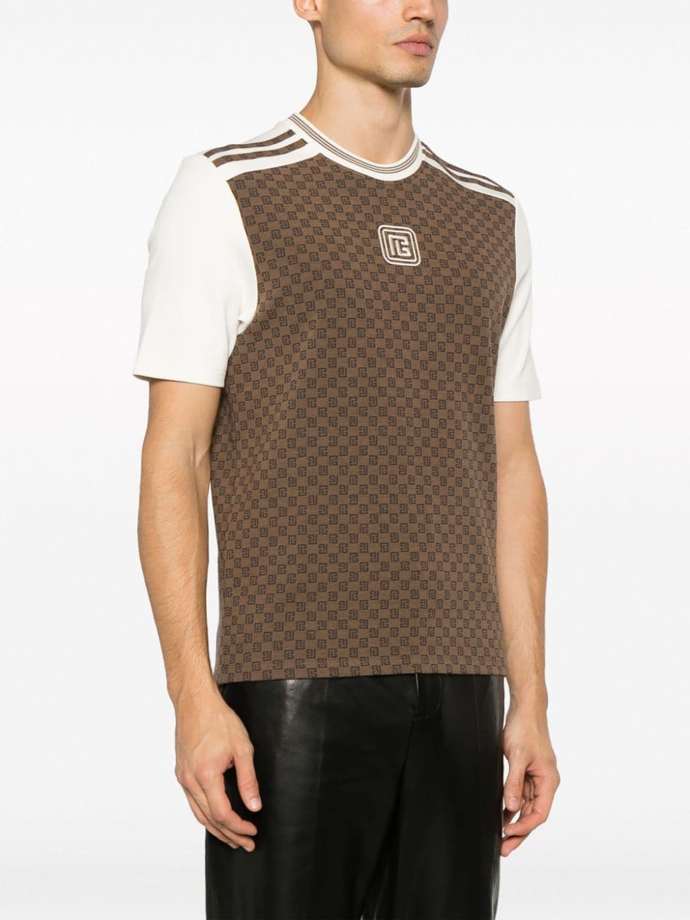 Balmain monogram-pattern stretch-cotton T-shirt - Image 3