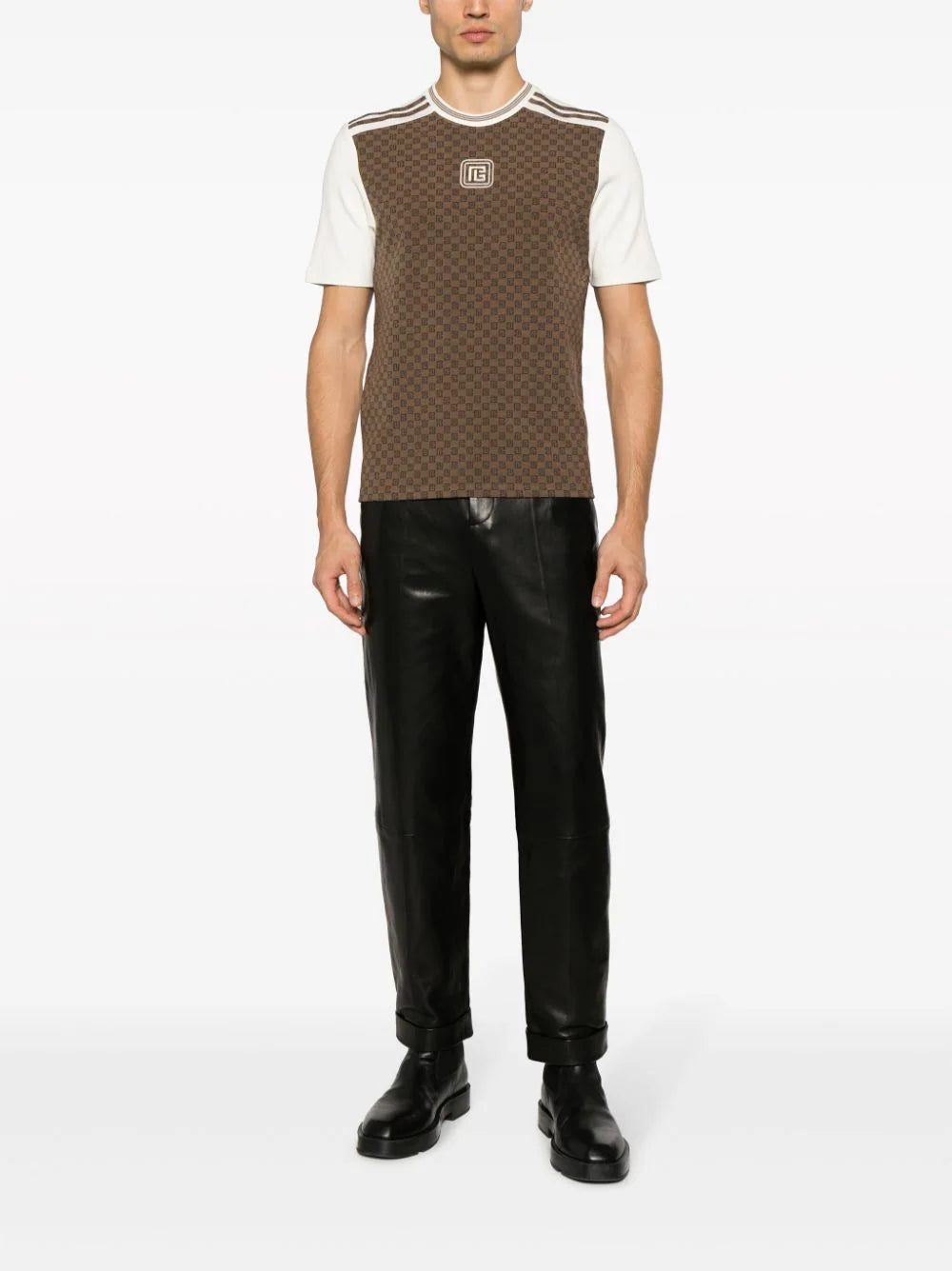 Balmain monogram-pattern stretch-cotton T-shirt - Image 2