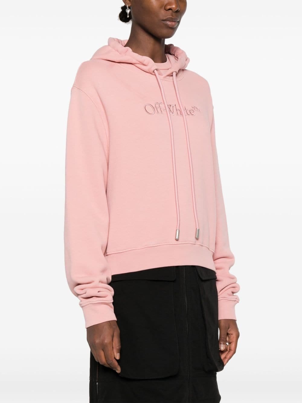 Off-White logo-embroidered drawstring hoodie - Image 3