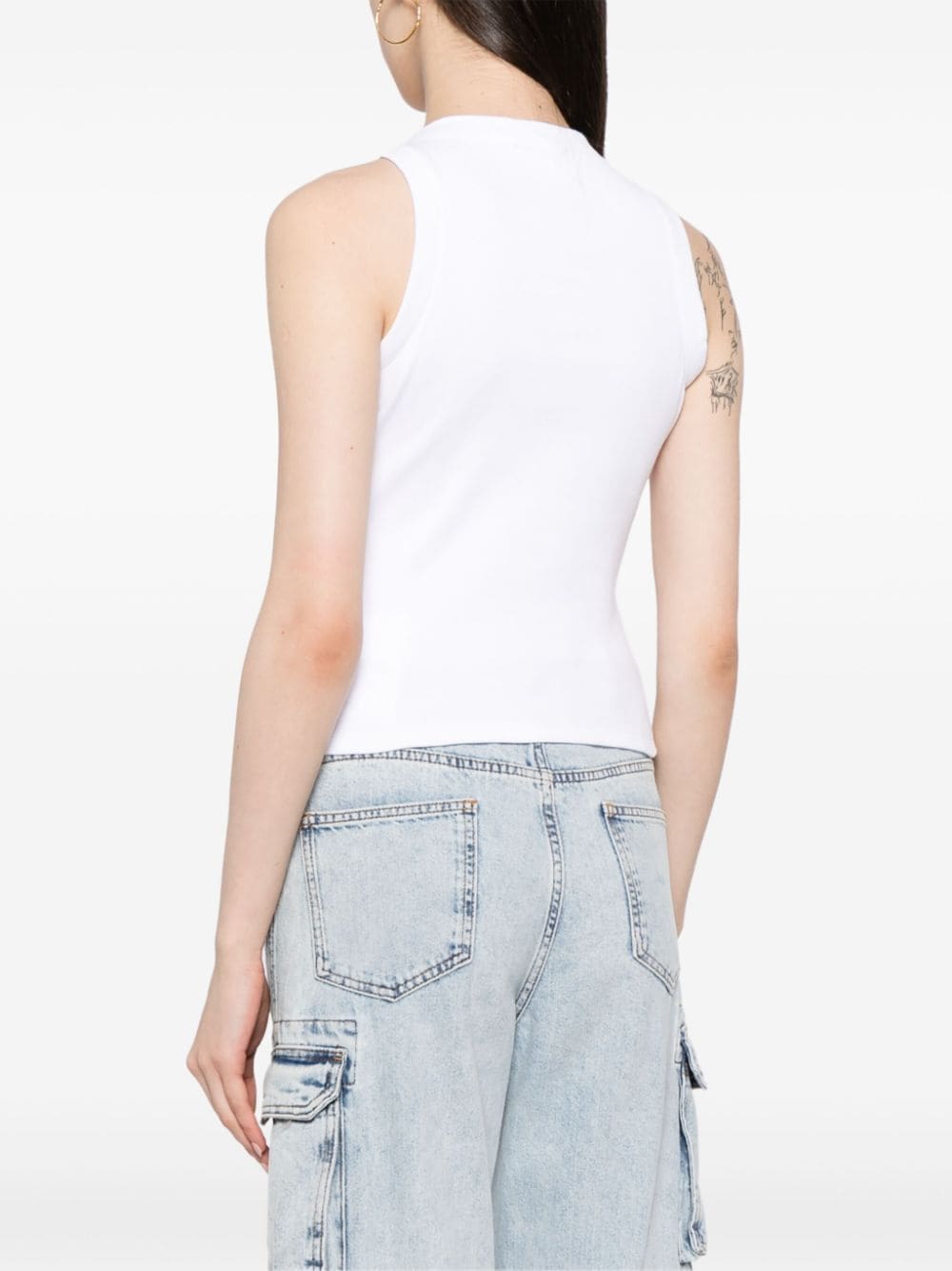 Off-White embroidered-logo ribbed tank top - Image 4
