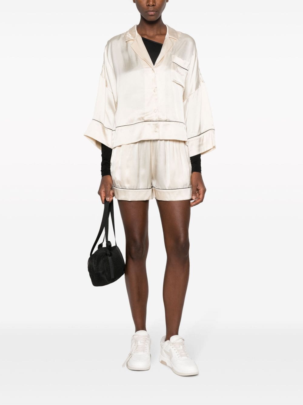 Off-White logo-print satin shirt - Image 2