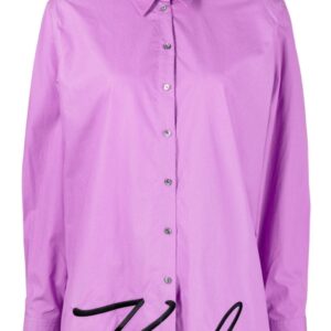 Karl Lagerfeld signature-embroidery organic-cotton shirt