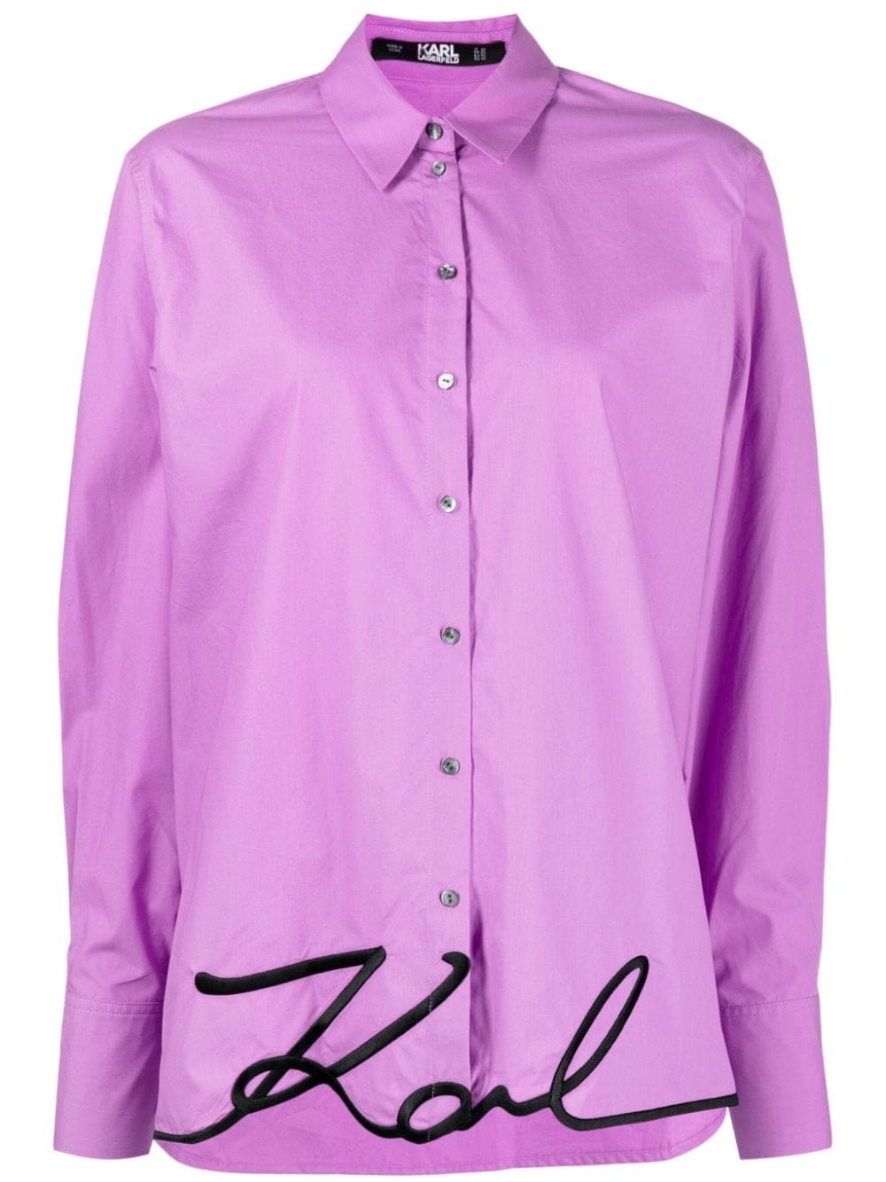 Karl Lagerfeld signature-embroidery organic-cotton shirt
