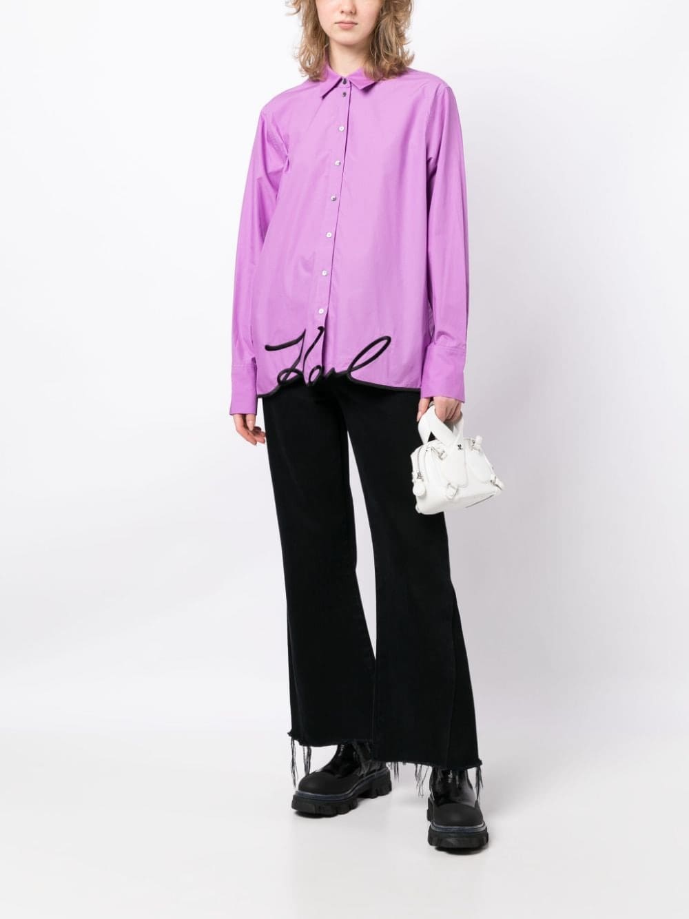 Karl Lagerfeld signature-embroidery organic-cotton shirt - Image 2