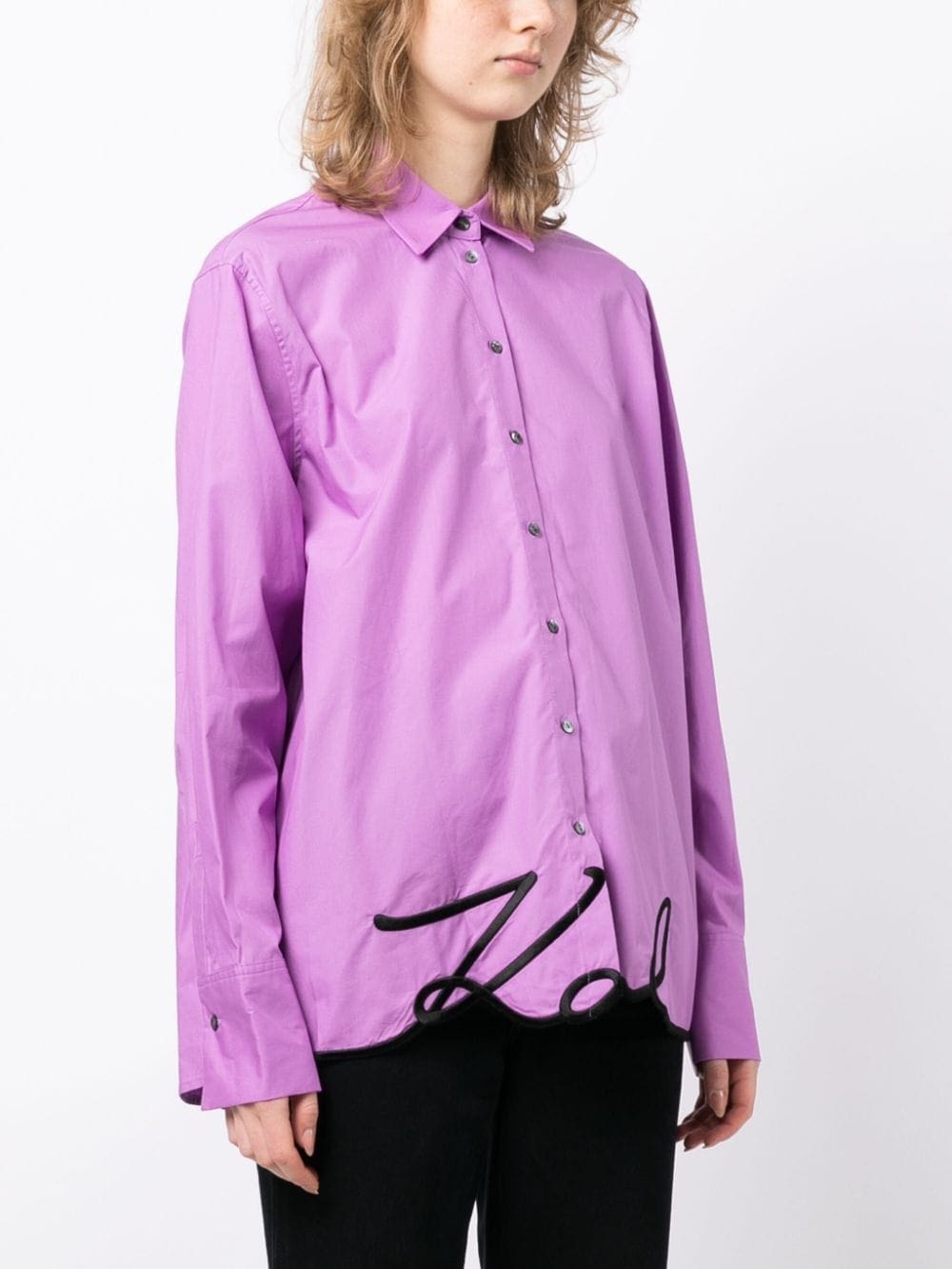 Karl Lagerfeld signature-embroidery organic-cotton shirt - Image 3