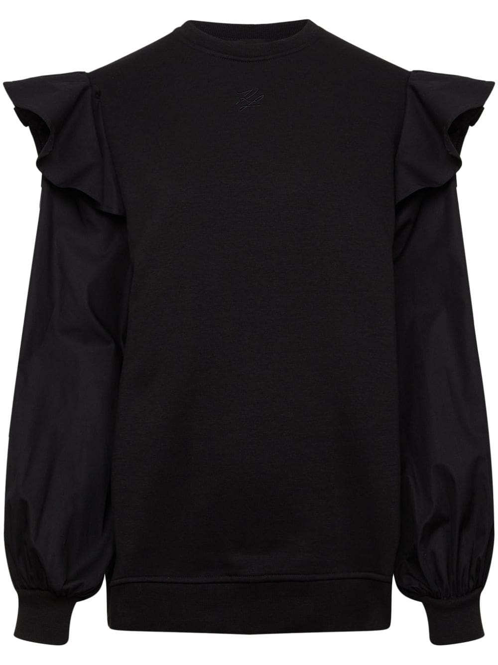 Karl Lagerfeld logo-embroidered ruffle-detailing sweatshirt