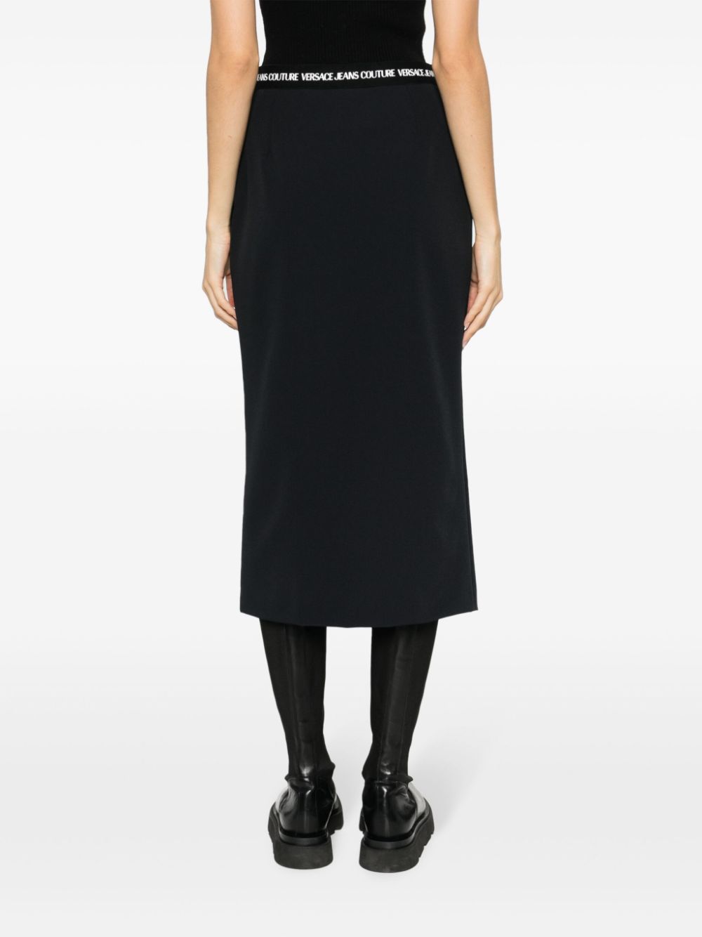 Versace Jeans Couture logo-waistband straight midi skirt - Image 4
