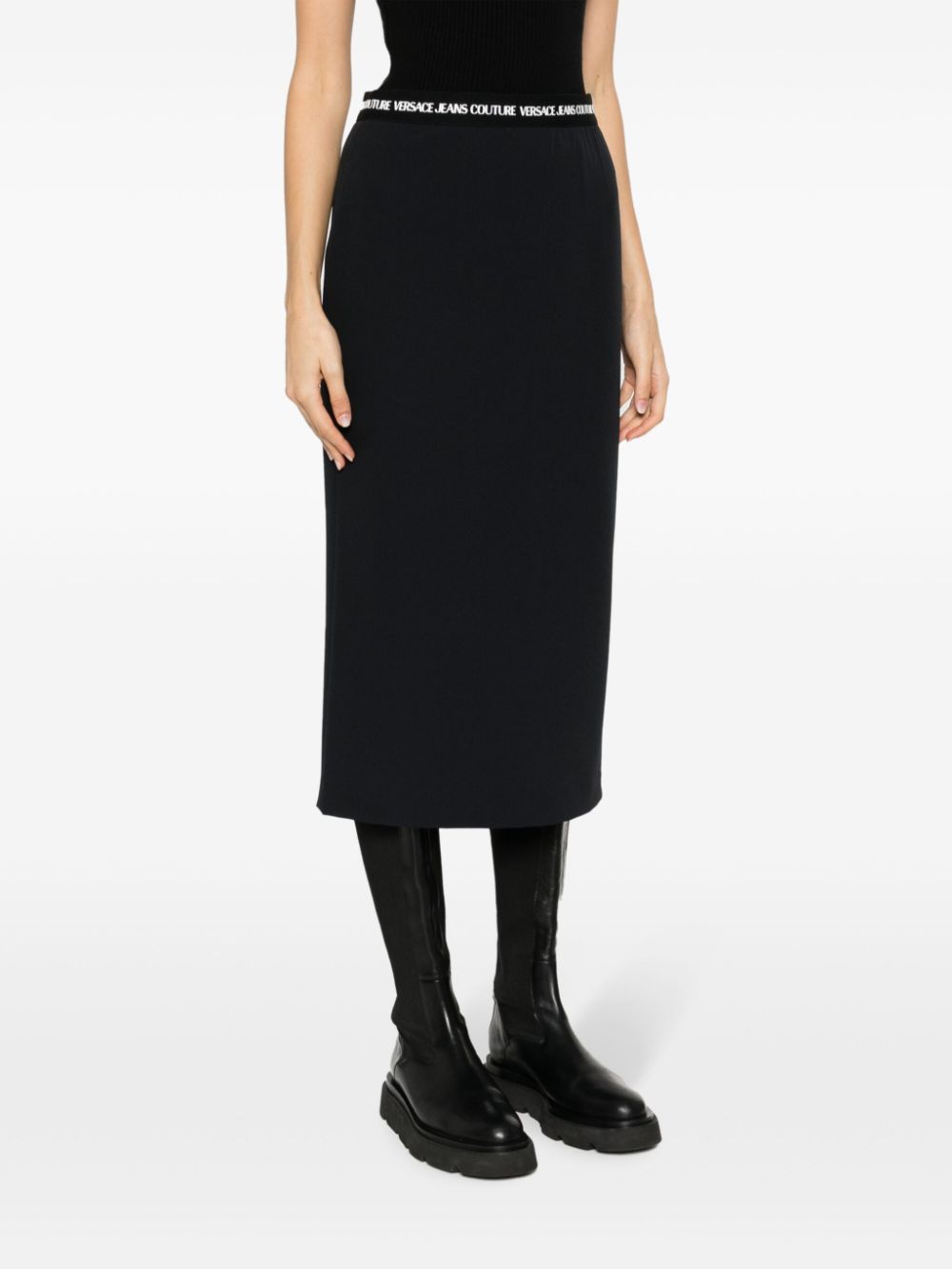Versace Jeans Couture logo-waistband straight midi skirt - Image 3