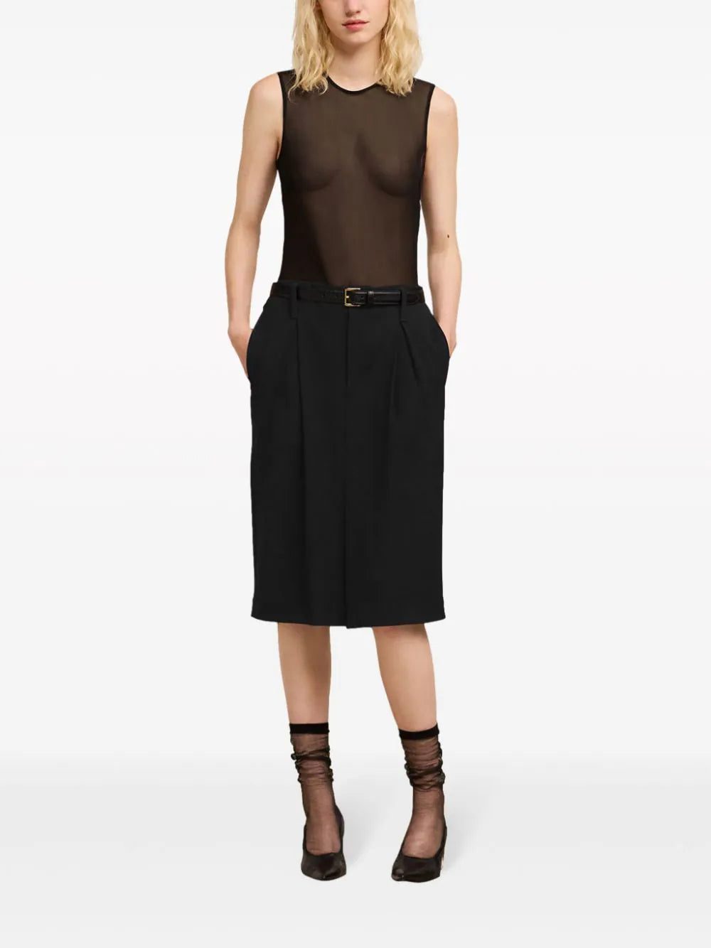 AMI Paris dart-detail high-waist midi skirt - Image 3