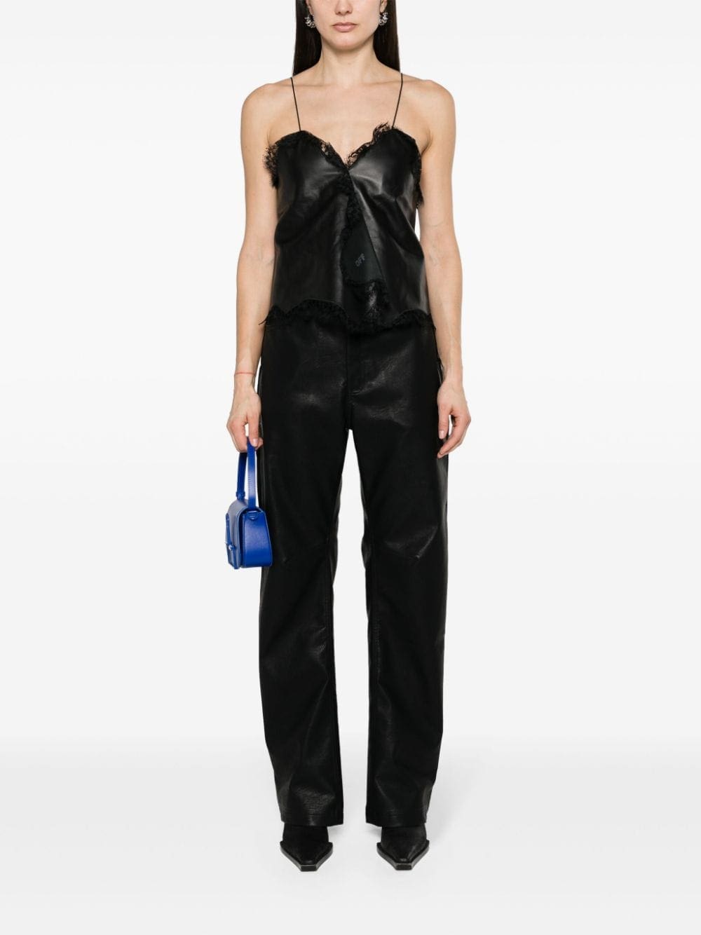 Off-White lace-trim leather top - Image 2