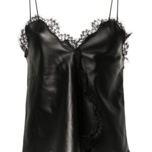 Off-White lace-trim leather top