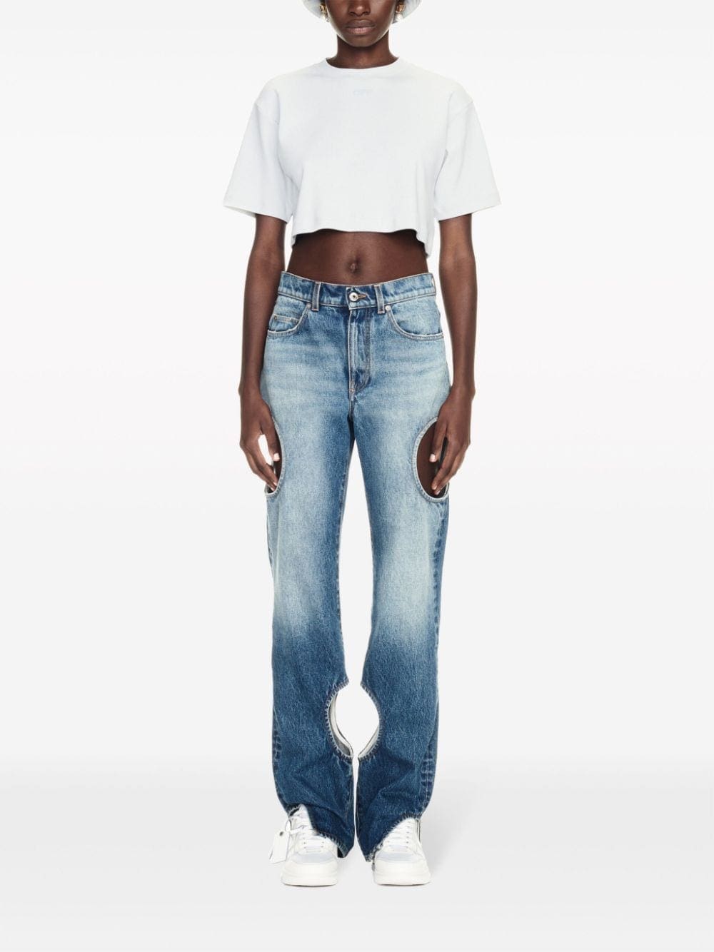 Off-White logo-embroidered cropped T-shirt - Image 2