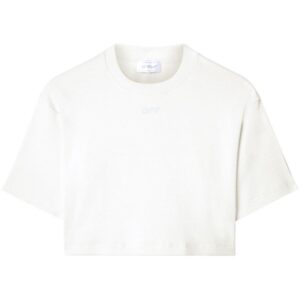 Off-White logo-embroidered cropped T-shirt